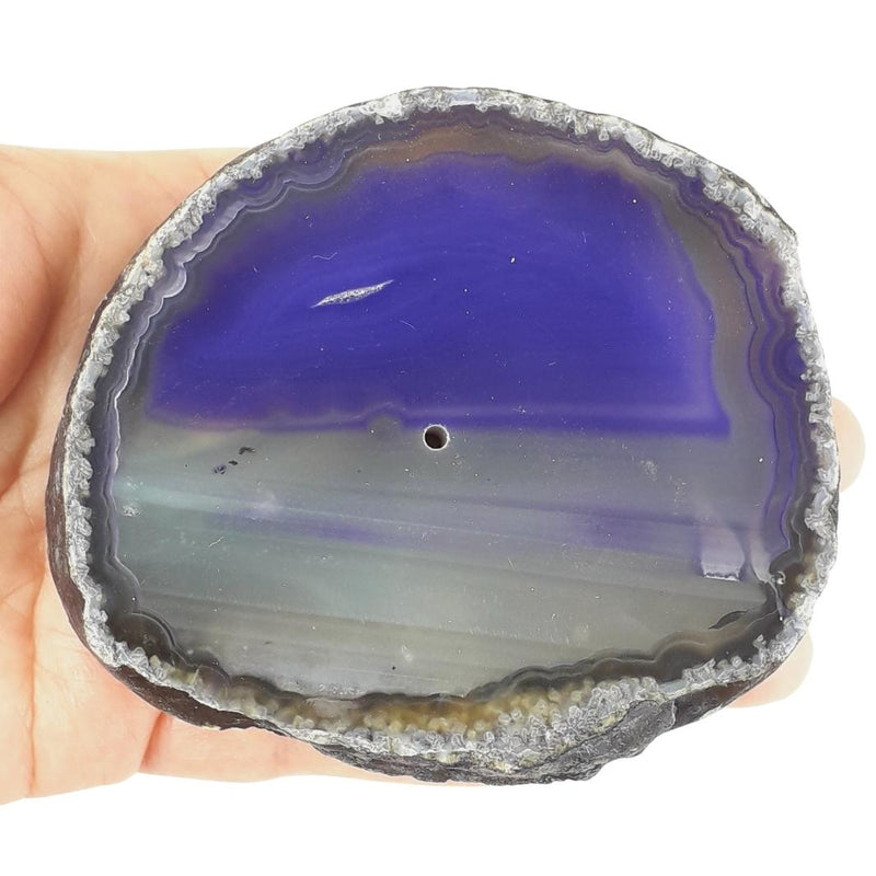 Purple Agate Crystal Slab Incense Holder, Gemstone Incense Burner - TK Emporium