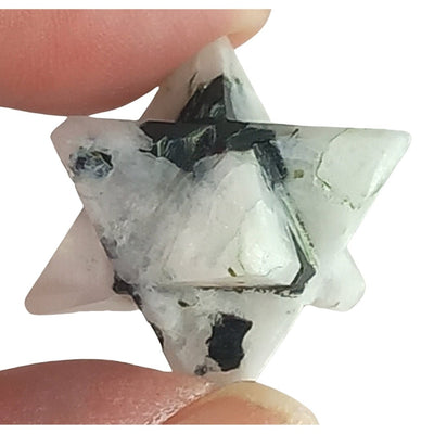 Rainbow Moonstone Crystal Merkaba Star Carved Gemstone from India - TK Emporium