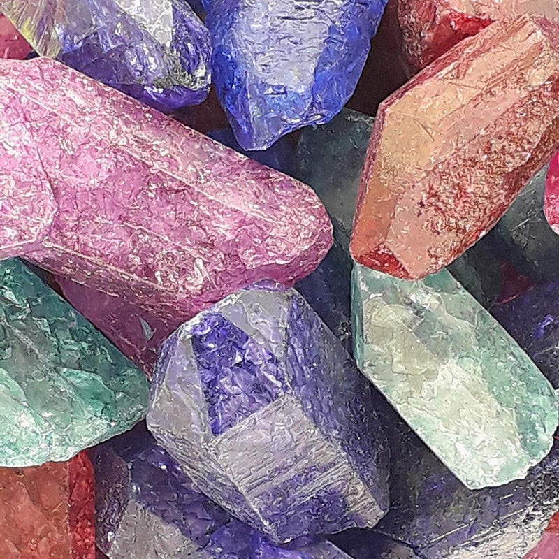 Rainbow Quartz Rough Crystal Points - Blue, Green, Pink, Purple, Red - TK Emporium
