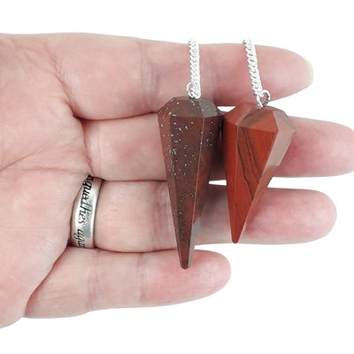 Red Jasper Faceted Cone Shape Crystal Dowsing Pendulum - TK Emporium