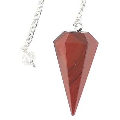 Red Jasper Faceted Cone Shape Crystal Dowsing Pendulum - TK Emporium