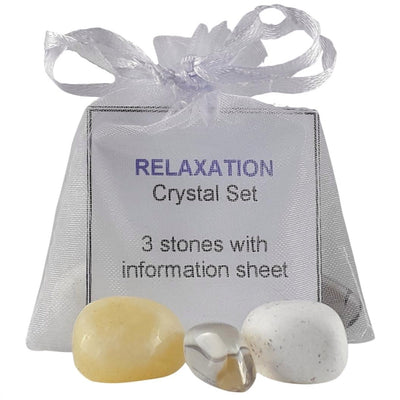 Relaxation Crystal Set, 3 Stones with Information to Help You Relax - TK Emporium