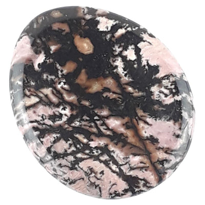 Rhodonite Pink & Black Crystal Thumb Stone / Worry Stone from Brazil - TK Emporium