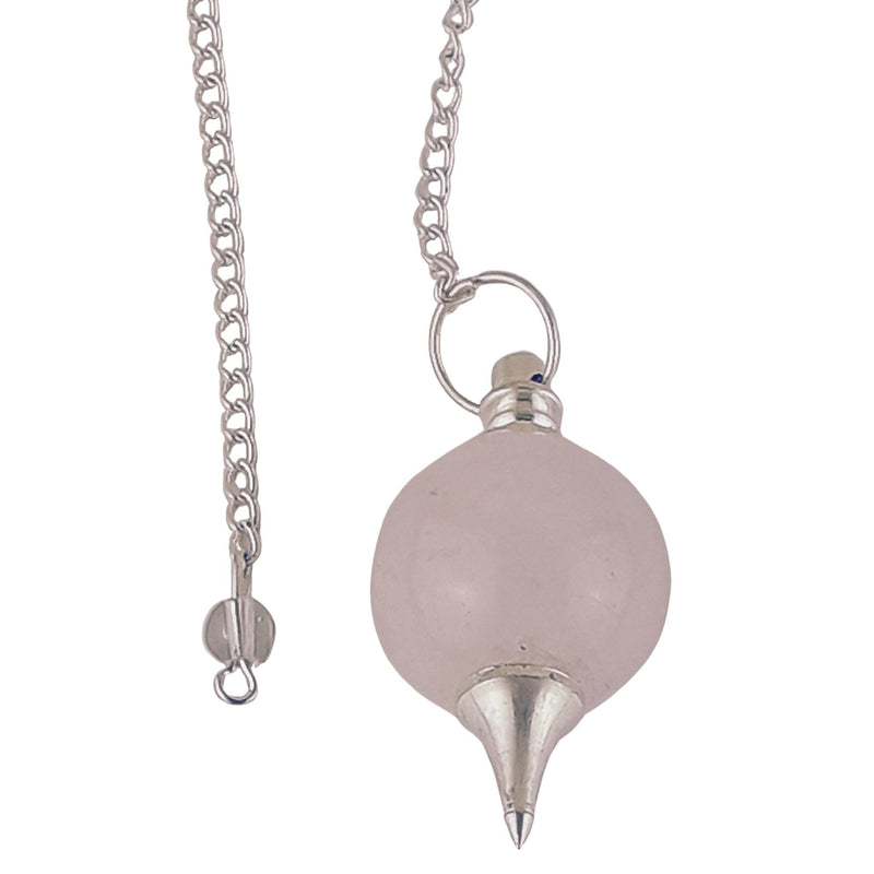 Rose Quartz Ball Shape Crystal Pendulum, Round Pink Gemstone Dowser - TK Emporium