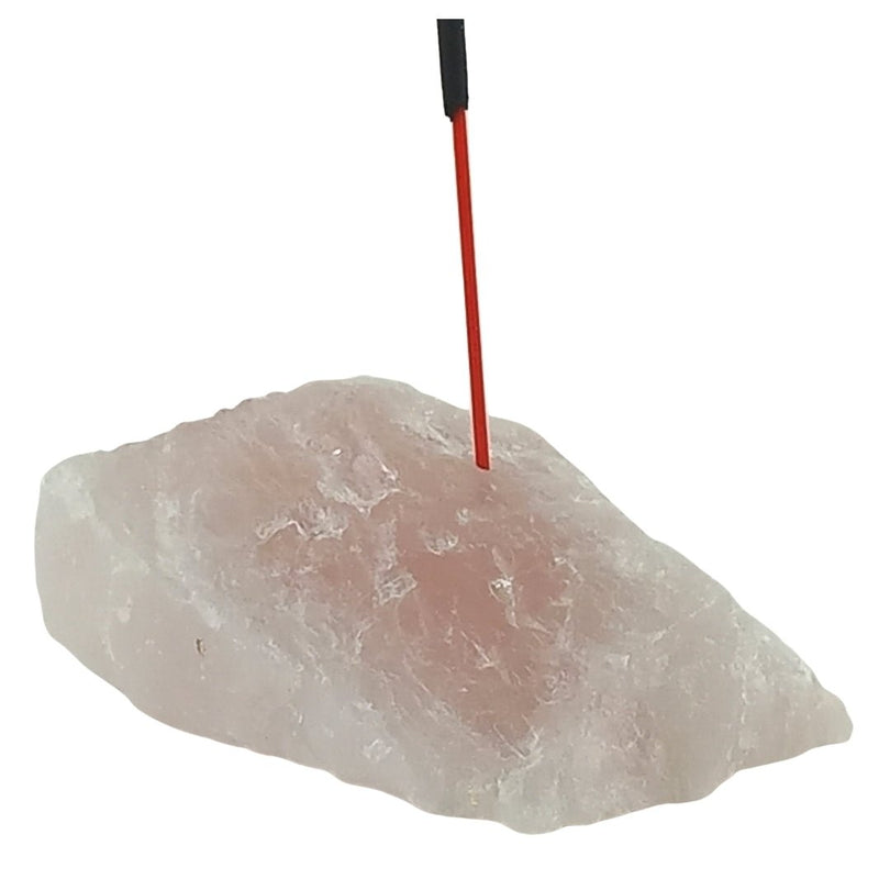 Rose Quartz Crystal Incense Holder, Pink Gemstone Incense Burner - TK Emporium