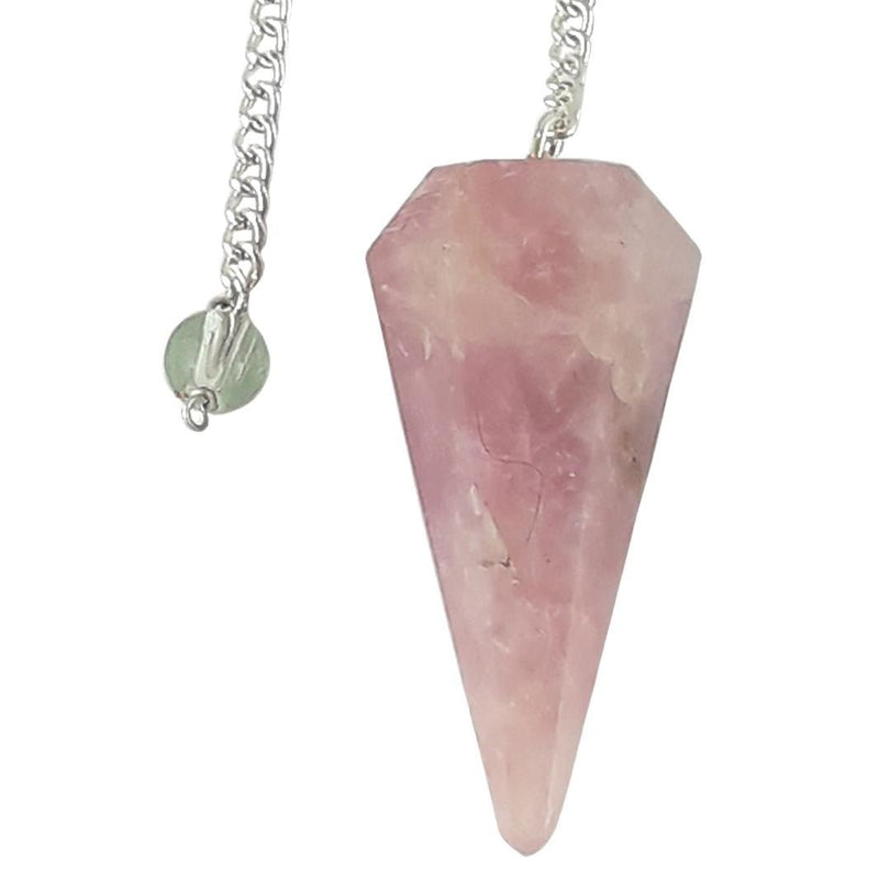 Rose Quartz Faceted Cone Shape Crystal Dowsing Pendulum - TK Emporium