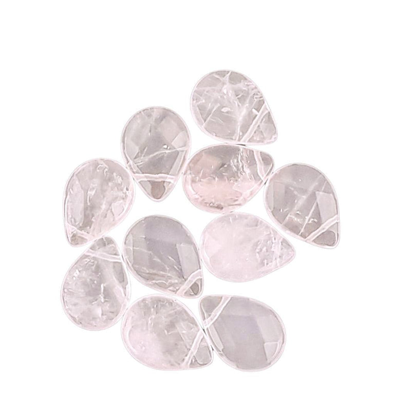 Rose Quartz Small Size 18 x 13mm Faceted Teardrop Shape Gemstone Beads - TK Emporium