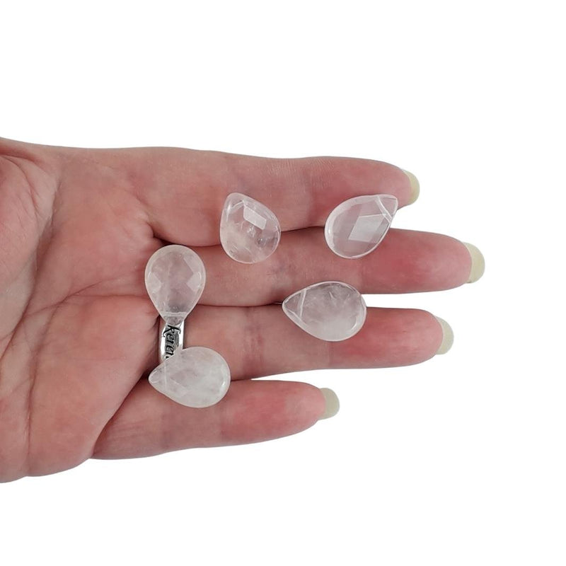 Rose Quartz Small Size 18 x 13mm Faceted Teardrop Shape Gemstone Beads - TK Emporium
