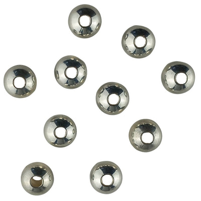 Round Plain 8 mm Big Hole Silver Plated Spacer Beads, Large 2 mm Hole - TK Emporium