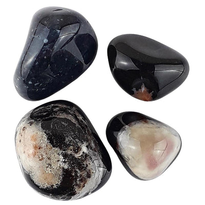 Sardonyx Crystal Tumblestones from South Africa, Black Tumbled Stones - TK Emporium