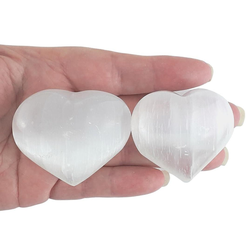 Selenite (Satin Spar) Crystal Heart from North Africa - Choice of Size - TK Emporium