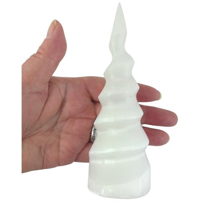 Selenite (Satin Spar) Crystal Spiral Unicorn Horn - Choice of Sizes - TK Emporium