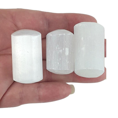 Selenite (Satin Spar) White Crystal Cylinder from North Africa - TK Emporium