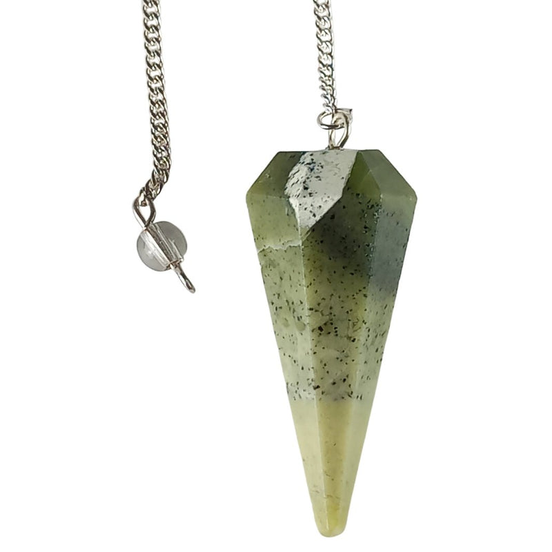 Serpentine Faceted Cone Shape Crystal Gemstone Dowsing Pendulum - TK Emporium
