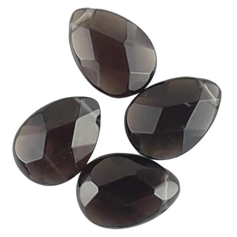 Smoky Quartz Small 18 x 13 mm Faceted Teardrop Shape Gemstone Beads - TK Emporium