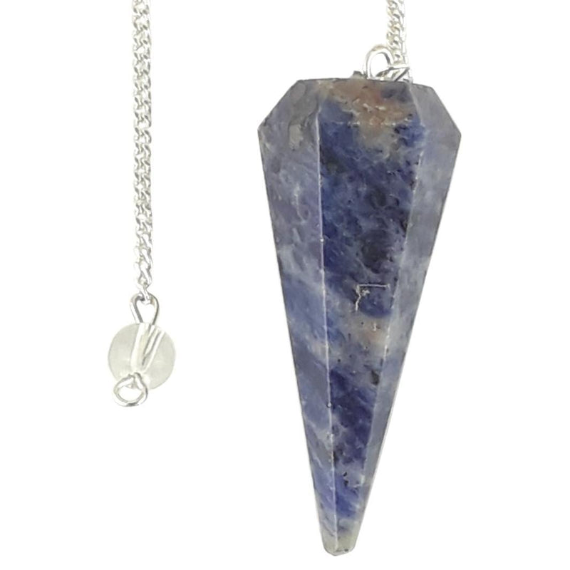 Sodalite Faceted Cone Shape Crystal Dowsing Pendulum, Gemstone Dowser - TK Emporium