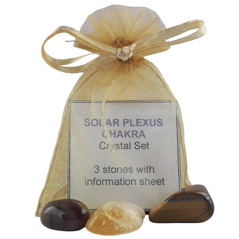 Solar Plexus Chakra Crystal Set, 3 Gemstones with Information Sheet - TK Emporium