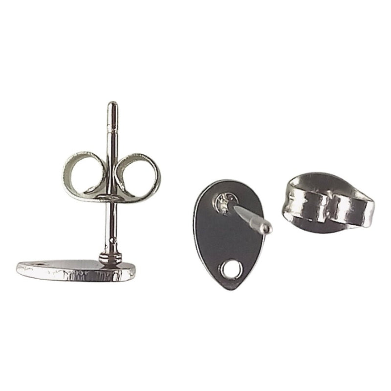 Stainless Steel 5 x 8 mm Teardrop Stud Earrings for Jewellery Making - TK Emporium