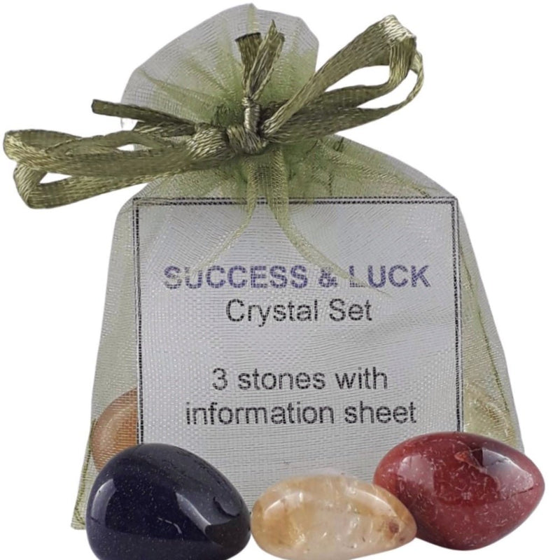 Success & Good Luck Crystal Set, 3 Stones with Information Sheet - TK Emporium