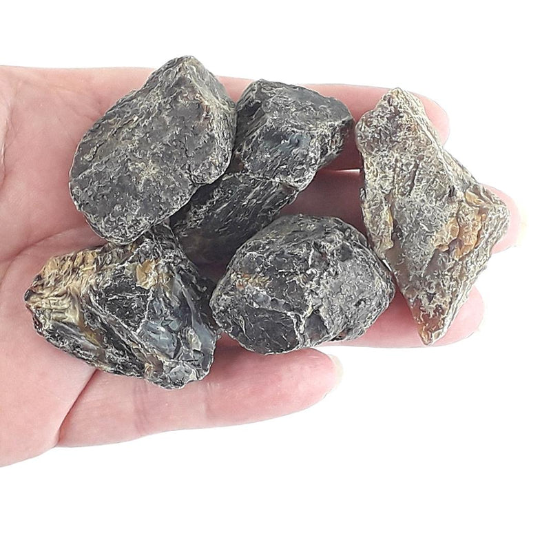 Wholesale Black Amber (Jet) Rough Crystals - Medium Size Pack of 10 - TK Emporium