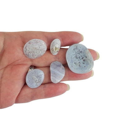 Wholesale Blue Lace Agate Flat Crystal Tumblestones - Pack of 10 - TK Emporium