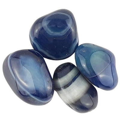 Wholesale Pack of 10 Blue Striped / Banded Agate Crystal Tumblestones - TK Emporium