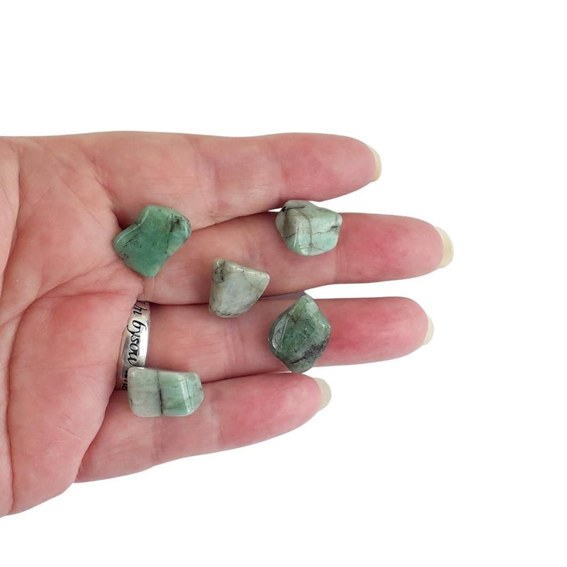 Wholesale Pack of 10 Emerald Crystal Tumblestones from Brazil - TK Emporium