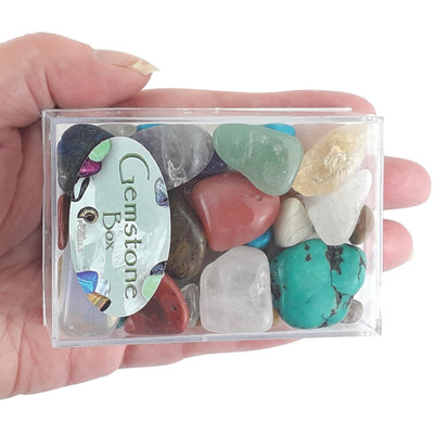 Wholesale Pack of 10 Gemstone Box, Assorted Crystal Tumblestones - TK Emporium