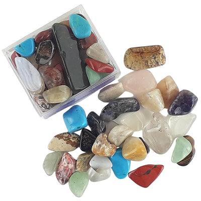 Wholesale Pack of 10 Mini Crystal Gemstone Box, Mixed Tumblestones - TK Emporium