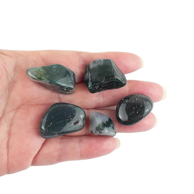 Wholesale Pack of 10 Moss Agate Crystal Tumblestones from Brazil - TK Emporium