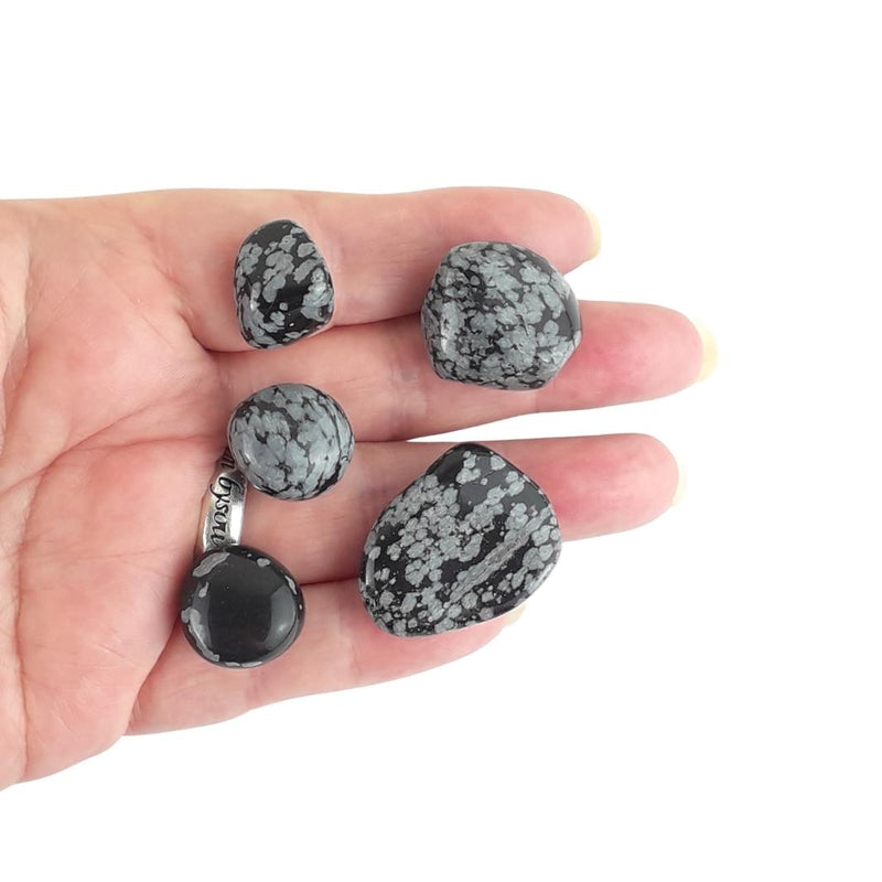 Wholesale Pack of 10 Snowflake Obsidian Tumblestones - Choice of Sizes - TK Emporium