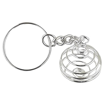 Wholesale Pack of 12 Silver Colour Metal Spiral Cage Keyring - TK Emporium