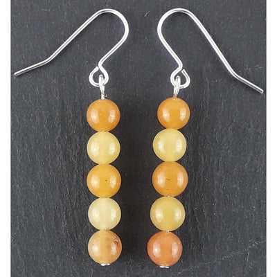 Yellow Calcite 6 mm Gemstone Bead Drop Earrings - Choice of Hooks - TK Emporium